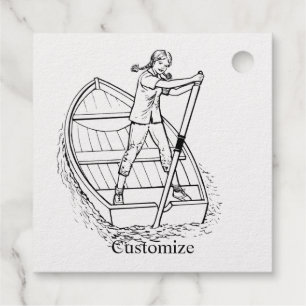 Étiquette-cadeau Girl Power Sculling Boat Thunder_Cove