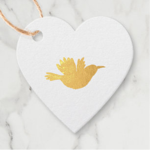 Étiquette-cadeau Gold Bird Heart