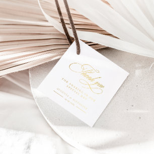 Étiquette-cadeau Gold Calligraphy Mariage Merci Favoriser Tags