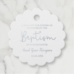 Étiquette-cadeau Gold Custom Modern Script Nom Bébé Fille baptême