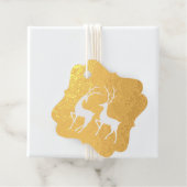 Étiquette-cadeau Gold Deer Holiday Peace Red Reverse (Avec boite)