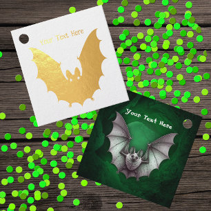 Étiquette-cadeau Gold Flat Star Eyes Éffrayant Green Cave