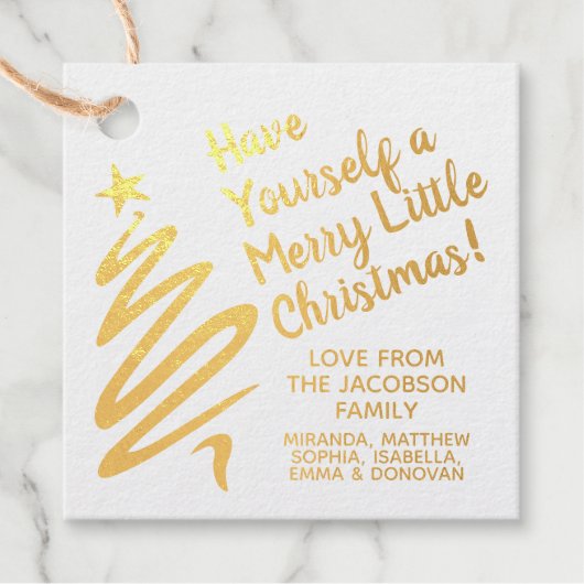 Étiquette-cadeau Gold Foil Brosse Joyeux Petit cadeau de Noël (Devant)