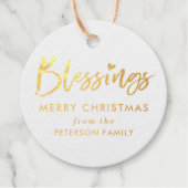 Étiquette-cadeau Gold Foil Calligraphie Bénédictions Cadeau de Noël (Devant)