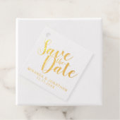 Étiquette-cadeau Gold Foil Wedding Enregistrer la date (Avec boite)