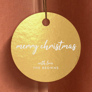 Étiquette-cadeau Gold Joyeux Noël Moderne Typographie Minimale