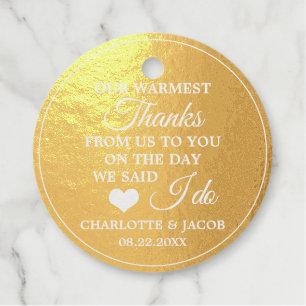 Étiquette-cadeau GOLD Mariage Coeur le plus chaud Merci MERCI
