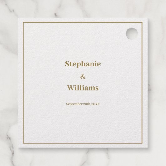 Étiquette-cadeau Gold White Elegant Mariage minimal moderne (Dos)