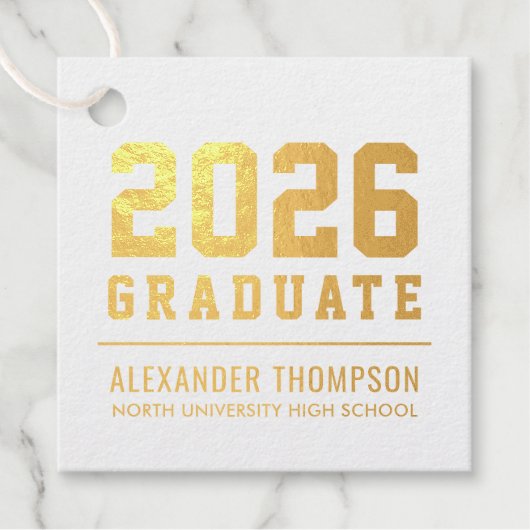 Étiquette-cadeau Gradué Moderne 2025 Foil (Devant)