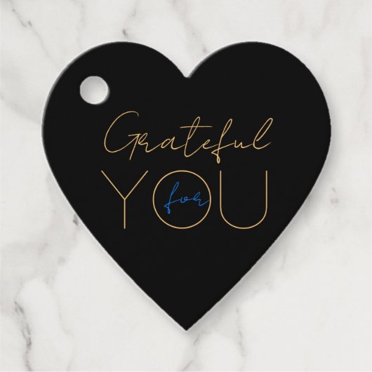 💖 étiquette cadeau "Grateful for You" | Noir mode (Devant)