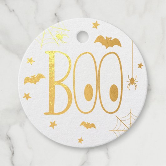 Étiquette-cadeau Halloween Gold Foil Boo (Devant)