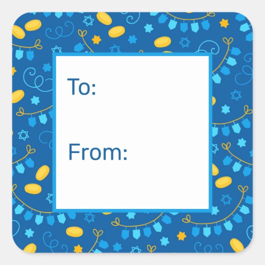 Étiquette cadeau Hanoukka Dreidels (Devant)