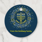 Étiquette-cadeau Happy Hannukah menorah étoiles (Dos)