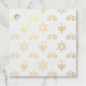 Étiquette-cadeau Happy Hannukah menorah étoiles dreidels (Devant)