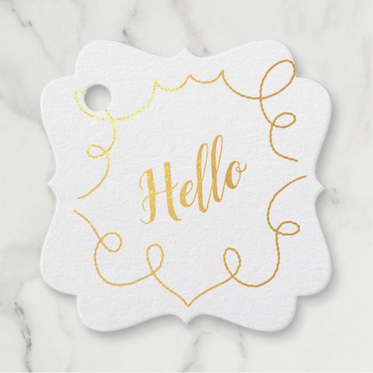 Étiquette-cadeau Hello Scribble Metallic Print (Devant)