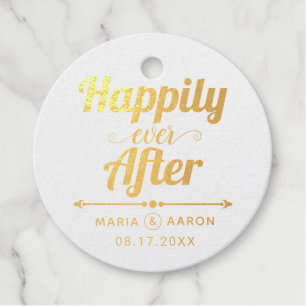 Étiquette-cadeau Heureux toujours après le mariage de typographie d