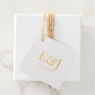 Étiquette-cadeau Initiales de monogramme simple or