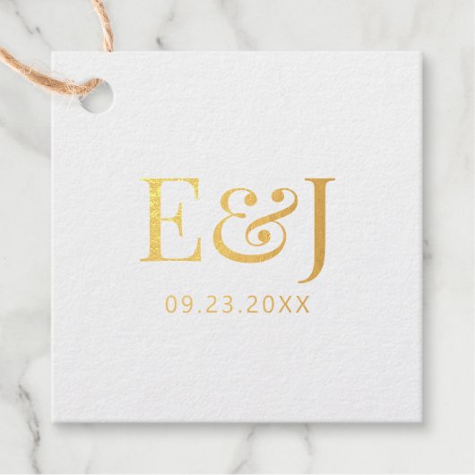 Étiquette-cadeau Initiales de monogramme simple or (Devant)