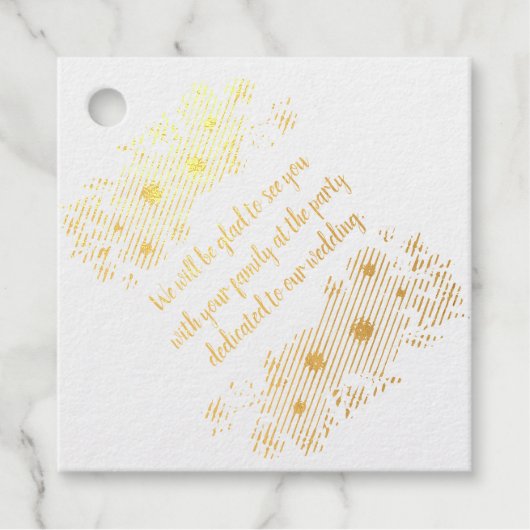 Étiquette-cadeau Invitation de mariage jaune violet personnalisée. (Devant)