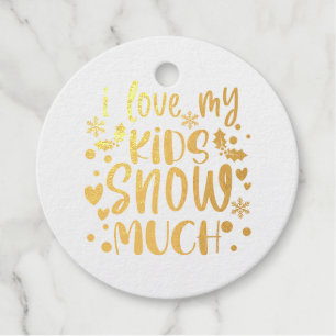Étiquette-cadeau J'Aime Mes Enfants Neige Beaucoup Photo Noël