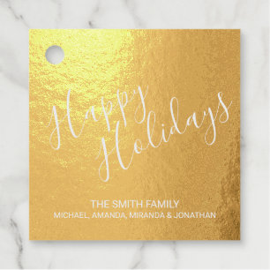 Étiquette-cadeau 'Joyeuses Vacances' Elégante Gold Foil