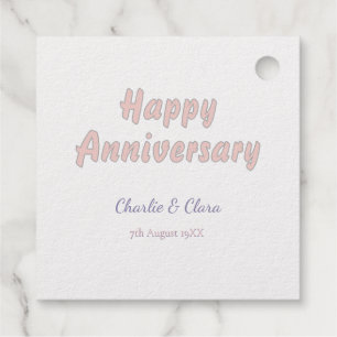 Étiquette-cadeau Joyeux anniversaire ajouter nom rose gris pastel g