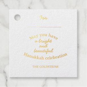 Étiquette-cadeau Joyeux Hanukkah or élégant en or