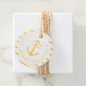 Étiquette-cadeau Joyeux Jour après le Mariage Monogramme Nautique (Avec boite)
