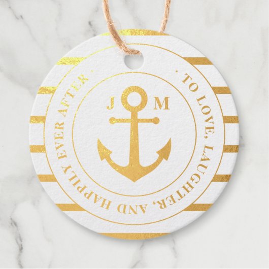 Étiquette-cadeau Joyeux Jour après le Mariage Monogramme Nautique (Devant)