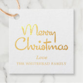 Étiquette-cadeau Joyeux Noël moderne Script Gold (Devant)