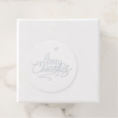 Étiquette-cadeau Joyeux Noël Script Real Silver Foil Round Cadeau (Avec boite)