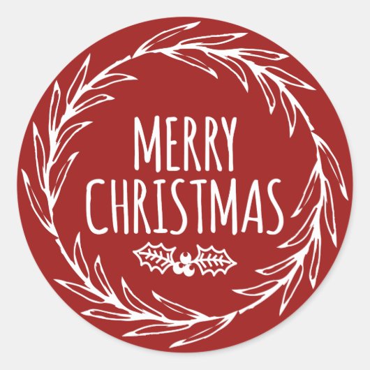 Étiquette cadeau Joyeux Noël Sticker de la couronn (Devant)