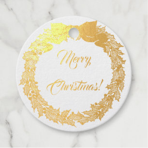 Étiquette-cadeau Joyeux Noël Vintage Holly Wreath et votre nom
