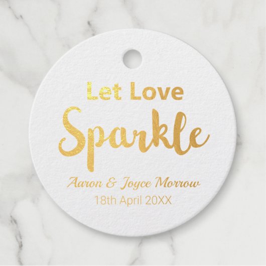 Étiquette-cadeau Laisser l'amour étinceler VRAI or huile (Devant)