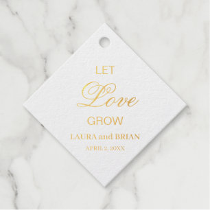 Étiquette-cadeau Laisser l'amour grandir Or Mariage moderne