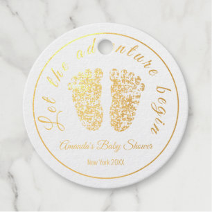 Étiquette-cadeau Laissez L'Aventure Commencer Le Baby shower De Pie