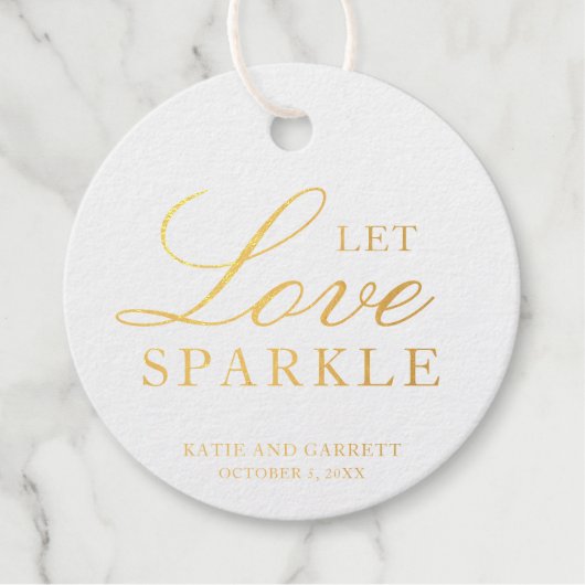 Étiquette-cadeau Laissez Love Sparkle Elegant Mariage Gold Foil (Devant)