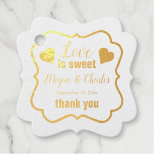 Étiquette-cadeau L'amour est doux Coeurs Mariage Citation Merci