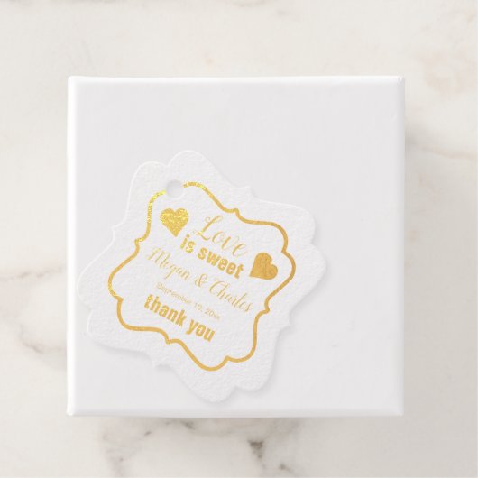 Étiquette-cadeau L'amour est doux Coeurs Mariage Citation Merci (Avec boite)