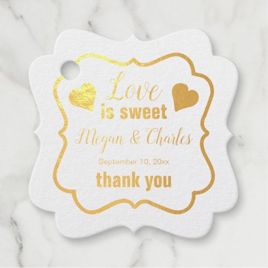 Étiquette-cadeau L'amour est doux Coeurs Mariage Citation Merci (Devant)