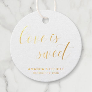 Étiquette-cadeau L'Amour Est Doux Simple Et Élégant Mariage Or
