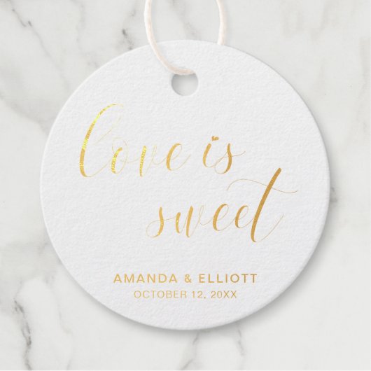 Étiquette-cadeau L'Amour Est Doux Simple Et Élégant Mariage Or (Devant)