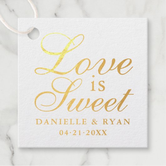 Étiquette-cadeau L'amour est un script monogramme de mariage en or  (Devant)