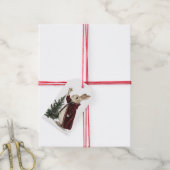 ÉTIQUETTE CADEAU LAPIN DE NOËL ET ARBRE (Avec de la ficelle)