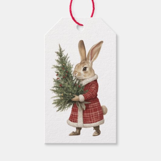ÉTIQUETTE CADEAU LAPIN DE NOËL ET SOURIS (Devant)