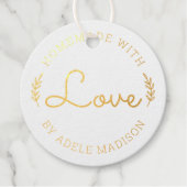 Étiquette-cadeau Laurel Feuilles faits main avec amour (Devant)