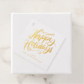 Étiquette-cadeau Lavish Script Happy Holidays Gold Foil Photo Cadea (Avec boite)