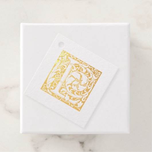 Étiquette-cadeau LETTRE D'ANNÉE D'OR ÉCLAIRÉ L MONogramme (Avec boite)