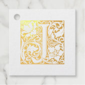 Étiquette-cadeau LETTRE D'ANNIVERSAIRE D'OR ÉCLAIRÉ J MONogramme (Devant)