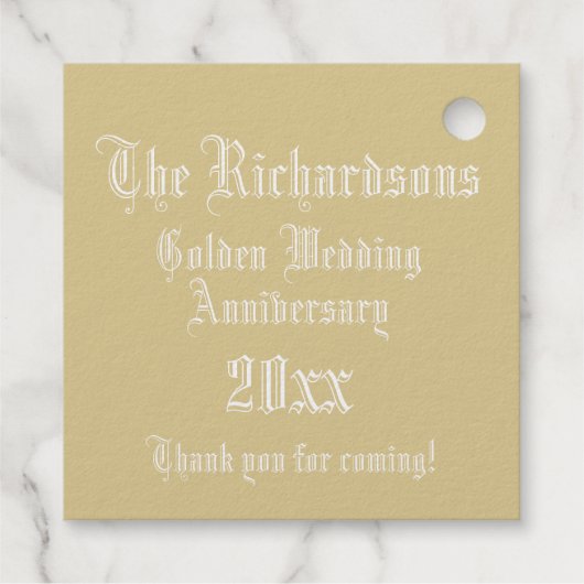 ÉTIQUETTE-CADEAU LETTRE D'ANNIVERSAIRE D'OR ÉCLAIRÉ R MONO (Dos)